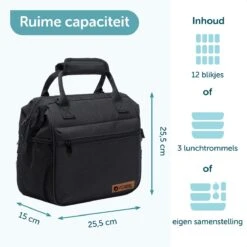 ForDig Lunchtas Zwart - Koeltas Gemaakt Van 600D Polyester Met PEVA-Voering - Ruimte Voor Lunchtrommel / Snacks / Blikjes - Koel Tas Met Mesh Opbergruimtes En Ruimte Voor Bestek - Lunch Tas Cool Bag - Coolerbag - Kleine Cooler 12 ForDig Lunchtas Zwart - Koeltas Gemaakt Van 600D Polyester Met PEVA-Voering - Ruimte Voor Lunchtrommel / Snacks / Blikjes - Koel Tas Met Mesh Opbergruimtes En Ruimte Voor Bestek - Lunch Tas Cool Bag - Coolerbag - Kleine Cooler -Buiten Kamperen 1200x1200 33