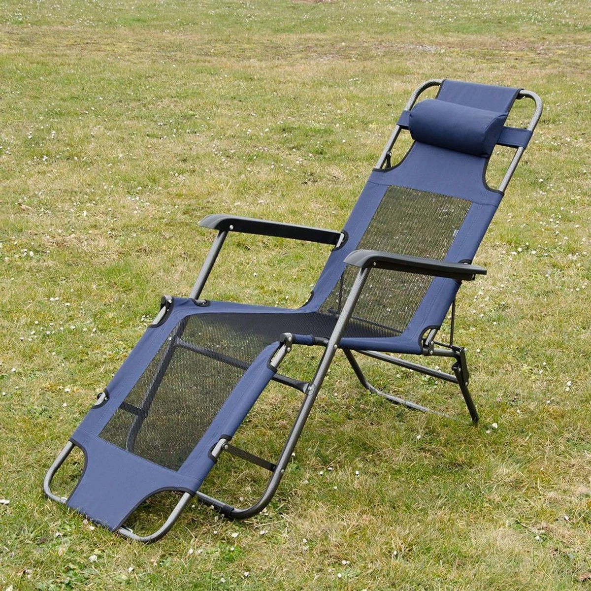 Ligstoel 180x60cm - Opvouwbaar Campingstoel Ligbed Strandstoel Tuinstoel Vouwligstoel Blauw 12 Ligstoel 180x60cm - Opvouwbaar Campingstoel Ligbed Strandstoel Tuinstoel Vouwligstoel Blauw - Afbeelding 10