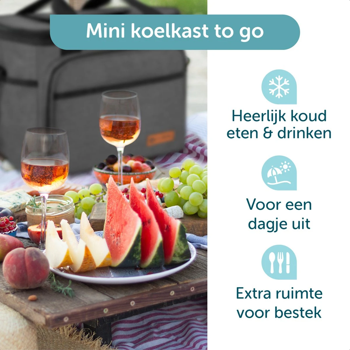 ForDig Koeltas L Zwart (15 Liter) - Gemaakt Van 600D Polyester Met PEVA-Voering - Ruimte Voor 20 Blikjes Of 10 Halve Liter Flessen - Opvouwbaar Koel Tas Met Easy-Acces Flap - Ruimte Voor Bestek - Picknick Cool Bag - Coolerbag - Grote Cooler 5 ForDig Koeltas L Zwart (15 Liter) - Gemaakt Van 600D Polyester Met PEVA-Voering - Ruimte Voor 20 Blikjes Of 10 Halve Liter Flessen - Opvouwbaar Koel Tas Met Easy-Acces Flap - Ruimte Voor Bestek - Picknick Cool Bag - Coolerbag - Grote Cooler - Afbeelding 3