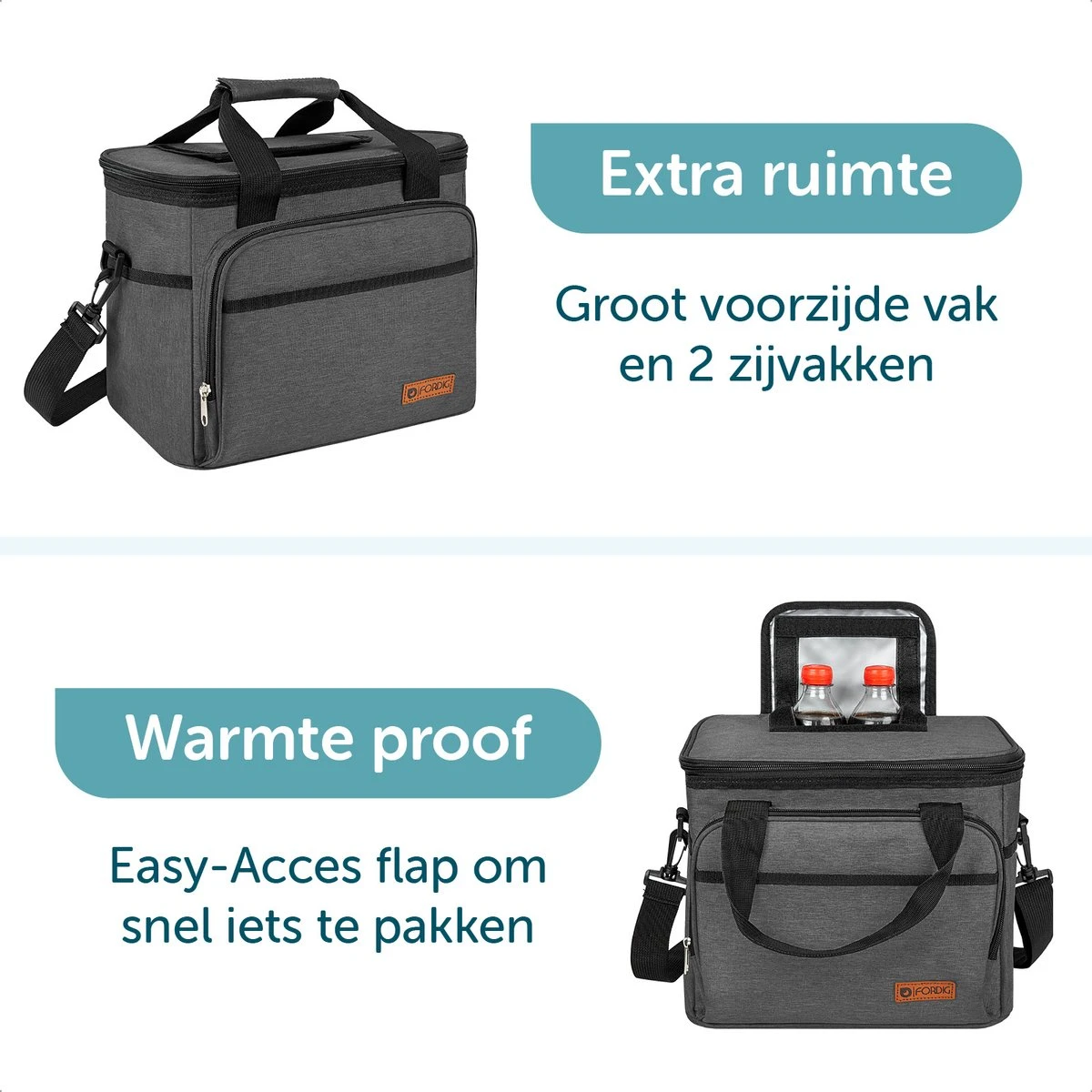 ForDig Koeltas L Zwart (15 Liter) - Gemaakt Van 600D Polyester Met PEVA-Voering - Ruimte Voor 20 Blikjes Of 10 Halve Liter Flessen - Opvouwbaar Koel Tas Met Easy-Acces Flap - Ruimte Voor Bestek - Picknick Cool Bag - Coolerbag - Grote Cooler 8 ForDig Koeltas L Zwart (15 Liter) - Gemaakt Van 600D Polyester Met PEVA-Voering - Ruimte Voor 20 Blikjes Of 10 Halve Liter Flessen - Opvouwbaar Koel Tas Met Easy-Acces Flap - Ruimte Voor Bestek - Picknick Cool Bag - Coolerbag - Grote Cooler - Afbeelding 6