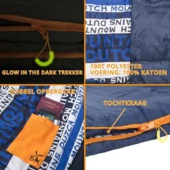 Dutch Mountains Slaapzak Goeree XL - Extra Groot 220x90cm - Katoenen Binnenkant - Aanritsbaar - Tochtstrip En Compressiehoes -Buiten Kamperen 1200x1200 424