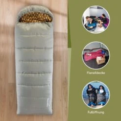 Skandika Dundee Flannel-R Slaapzak – Slaapzakken – Slaapzakken Volwassen - Maat M – Unisex - Katoen, Luxe Kwaliteit, Dubbele Slaapzak, 3 Seizoenen, Tot -20°C - 220 X 80 Cm - Outdoor Kampeerslaapzak – Ritssluiting Rechts - Grijs/geel -Buiten Kamperen 1200x1200 433