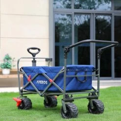 AREBOS Handkar | Transportwagen | Apparatuurwagen | Opvouwbaar | Duwstang| Blauw -Buiten Kamperen 1200x1200 525