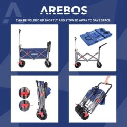 AREBOS Handkar | Transportwagen | Apparatuurwagen | Opvouwbaar | Duwstang| Blauw -Buiten Kamperen 1200x1200 526