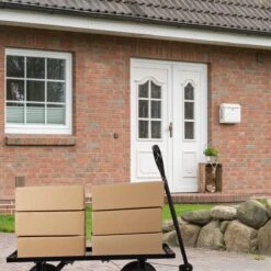 Relaxdays Bolderkar Tuin - Platte Tuinwagen - Luchtbanden - 200 Kg - Transportkar - Staal -Buiten Kamperen 1200x1200 528