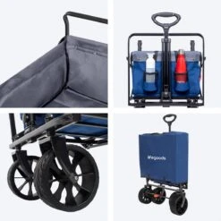 LifeGoods Bolderkar - Opvouwbaar - Tot 120KG - 103L - Extra Draagtas En Duwstang - Wasbaar Polyester - 98x45cm - Blauw/Grijs -Buiten Kamperen 1200x1200 562