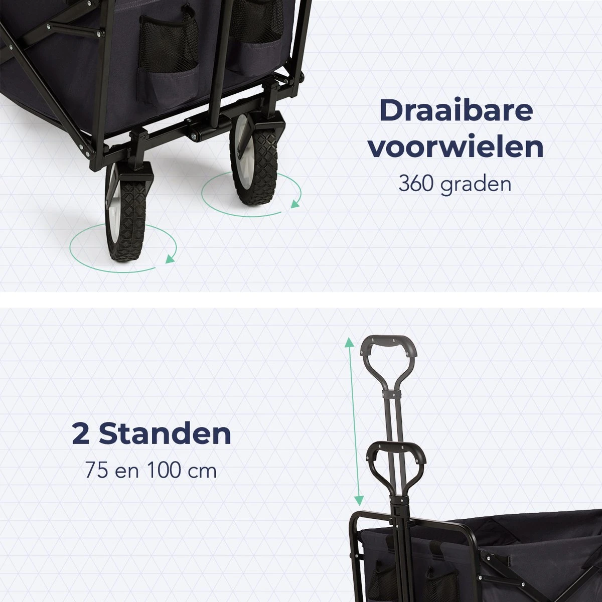 LifeGoods Bolderkar - Opvouwbaar - Draaibare Wielen - 2 Standen - 70KG Draagkracht - Zwart 6 LifeGoods Bolderkar - Opvouwbaar - Draaibare Wielen - 2 Standen - 70KG Draagkracht - Zwart - Afbeelding 4