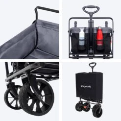 LifeGoods Bolderkar - Opvouwbaar - Tot 120KG - 103L - Extra Draagtas En Duwstang - Wasbaar Polyester - 98x45cm - Zwart/Grijs -Buiten Kamperen 1200x1200 602