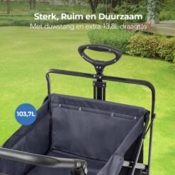 LifeGoods Bolderkar - Opvouwbaar - Tot 120KG - 103L - Extra Draagtas En Duwstang - Wasbaar Polyester - 98x45cm - Zwart/Grijs -Buiten Kamperen 1200x1200 604