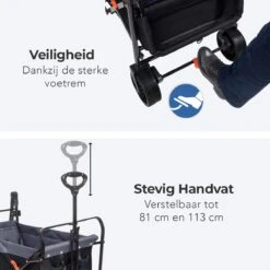 LifeGoods Bolderkar - Opvouwbaar - Tot 120KG - 103L - Extra Draagtas En Duwstang - Wasbaar Polyester - 98x45cm - Zwart/Grijs -Buiten Kamperen 1200x1200 606