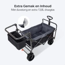LifeGoods Bolderkar - Opvouwbaar - Tot 120KG - 103L - Extra Draagtas En Duwstang - Wasbaar Polyester - 98x45cm - Zwart/Grijs -Buiten Kamperen 1200x1200 607