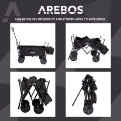 AREBOS Handwagen Vouwbare Dak Handwagen Vouwbare Trolley Uitrustingswagen Zwart -Buiten Kamperen 1200x1200 615