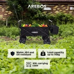 AREBOS Handwagen Vouwbare Dak Handwagen Vouwbare Trolley Uitrustingswagen Zwart -Buiten Kamperen 1200x1200 618