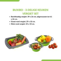 Buxibo - 3-Delige Keuken Vergiet Set Inklapbaar Groen/Grijs -Buiten Kamperen 1200x1200 722