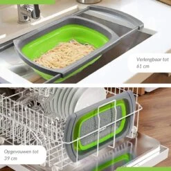 Buxibo - 3-Delige Keuken Vergiet Set Inklapbaar Groen/Grijs -Buiten Kamperen 1200x1200 729