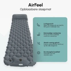 AirFeel Opblaasbaar Slaapmatje - Ingebouwde Pomp En Kussen - Lichtgewicht - 196 X 60 X 6cm - Gray -Buiten Kamperen 1200x1200 740