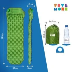 TRVLMORE Slaapmat - Zelfopblazend - 1 Persoons - Ingebouwde Pomp En Kussen - Groen 17 TRVLMORE Slaapmat - Zelfopblazend - 1 Persoons - Ingebouwde Pomp En Kussen - Groen -Buiten Kamperen 1200x1200 758