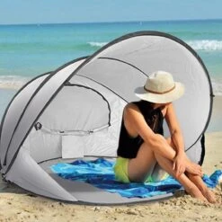 Deryan Luxe Pop Up Strandtent XXL - Anti-UV 50+ - Zilver -Buiten Kamperen 1200x1200 808