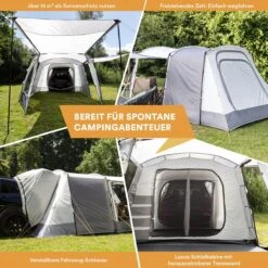 Skandika Pitea XL UP Tent – Koepeltenten - Autotent – 4 Persoons Campingtent Voor SUV, Caddy, Auto, CUV – Vrijstaand – Met/zonder Slaapcabine – Max. Stahoogte 200 Cm – Waterdicht Met 3000mm Waterkolom - 515 X 300 X 200 Cm (LxBxH) – Kamperen - Grijs -Buiten Kamperen 1200x1200 851