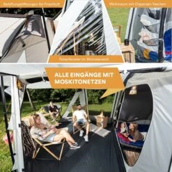 Skandika Pitea XL UP Tent – Koepeltenten - Autotent – 4 Persoons Campingtent Voor SUV, Caddy, Auto, CUV – Vrijstaand – Met/zonder Slaapcabine – Max. Stahoogte 200 Cm – Waterdicht Met 3000mm Waterkolom - 515 X 300 X 200 Cm (LxBxH) – Kamperen - Grijs -Buiten Kamperen 1200x1200 854