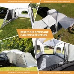 Skandika Pitea XL CROSS Tent – Koepeltenten - Autotent – Campingtent Voor SUV, Caddy, Auto, CUV - Voor Max. 4 Personen – Vrijstaand – Met/zonder Slaapcabine – Max. Stahoogte 230 Cm – 3000mm Waterkolom - 475 X 290 X 230 Cm (LxBxH) – Kamperen - Grijs -Buiten Kamperen 1200x1200 857