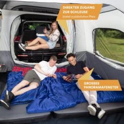 Skandika Pitea XL CROSS Tent – Koepeltenten - Autotent – Campingtent Voor SUV, Caddy, Auto, CUV - Voor Max. 4 Personen – Vrijstaand – Met/zonder Slaapcabine – Max. Stahoogte 230 Cm – 3000mm Waterkolom - 475 X 290 X 230 Cm (LxBxH) – Kamperen - Grijs -Buiten Kamperen 1200x1200 859