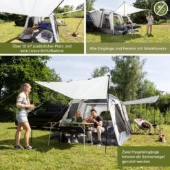 Skandika Pitea XL CROSS Tent – Koepeltenten - Autotent – Campingtent Voor SUV, Caddy, Auto, CUV - Voor Max. 4 Personen – Vrijstaand – Met/zonder Slaapcabine – Max. Stahoogte 230 Cm – 3000mm Waterkolom - 475 X 290 X 230 Cm (LxBxH) – Kamperen - Grijs -Buiten Kamperen 1200x1200 861