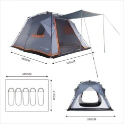 Where Tomorrow Gezinstent Met Zonnendak 300X395X200 Cm- Grijs - 5 Persoons -Buiten Kamperen 1200x1200 881