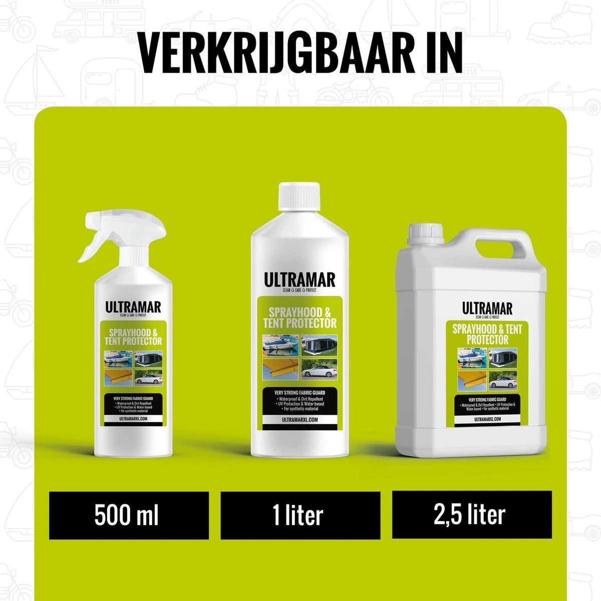 Ultramar - Sprayhood & Tent Protector 2,5L - Impregneermiddel Voor Bootkap, Tent, Cabriodak - Maakt Waterdicht En Geeft Extra Bescherming 6 Ultramar - Sprayhood & Tent Protector 2,5L - Impregneermiddel Voor Bootkap, Tent, Cabriodak - Maakt Waterdicht En Geeft Extra Bescherming - Afbeelding 4