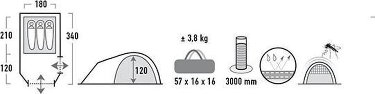 High Peak Kira 3.0 Koepeltent Nimbus - Nimbus Grijs - 3 Persoons 9 High Peak Kira 3.0 Koepeltent Nimbus - Nimbus Grijs - 3 Persoons - Afbeelding 7