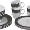 Bo-Camp - Servies - Classic - 16-Delig - Wit/Grijs 2 Bo-Camp - Servies - Classic - 16-Delig - Wit/Grijs -Buiten Kamperen 1200x478 2