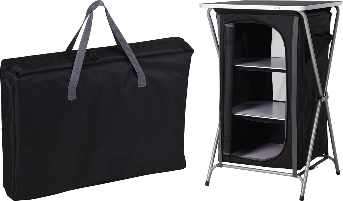 Pro Garden Campingkast Vouwbaar Met 3 Legplanken - Inclusief Draagtas - 60x53x97cm 3 Pro Garden Campingkast Vouwbaar Met 3 Legplanken - Inclusief Draagtas - 60x53x97cm