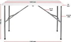 Toboli Klaptafel 120x60x74cm Campingtafel Wit; Bijzettafel, Inklapbare Tafel - Multistrobe -Buiten Kamperen 1200x721