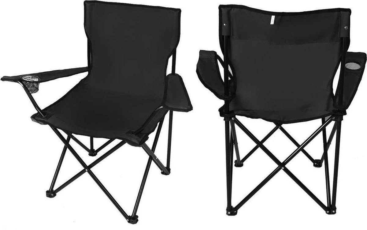 Campingstoel Vouwstoel Visstoel - Zwart - Draaggewicht 100kg 3 Campingstoel Vouwstoel Visstoel - Zwart - Draaggewicht 100kg