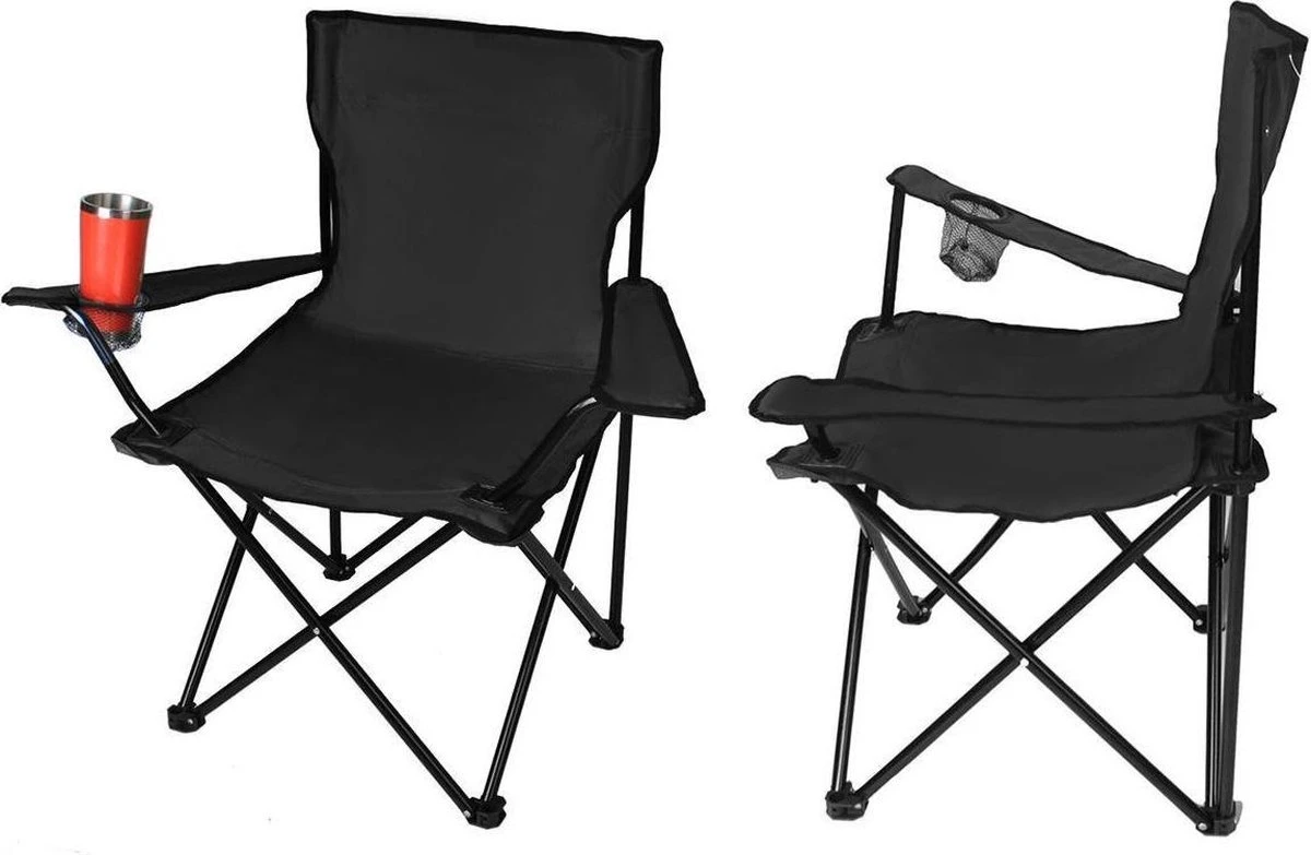 Campingstoel Vouwstoel Visstoel - Zwart - Draaggewicht 100kg 5 Campingstoel Vouwstoel Visstoel - Zwart - Draaggewicht 100kg - Afbeelding 3