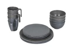 Bo-Camp Campingservies - 100% Melamine - 16-delig - Stone - Grijs -Buiten Kamperen 1200x794 49
