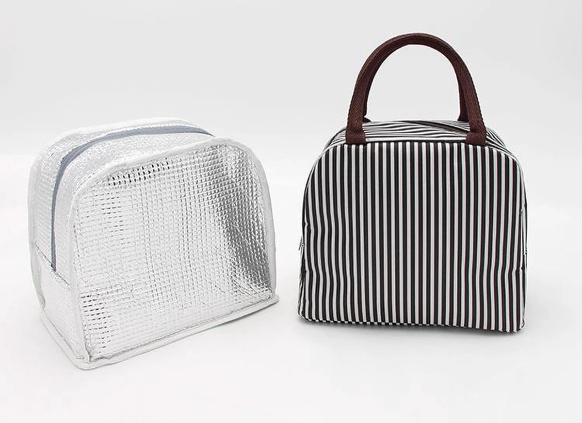 Lunchtas - Koeltas - Schooltas - Leuke Vrolijke Picknicktas - Kinderen & Volwassenen - Zwart/Wit 4 Lunchtas - Koeltas - Schooltas - Leuke Vrolijke Picknicktas - Kinderen & Volwassenen - Zwart/Wit - Afbeelding 2