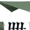 Merkloos TDR - Outdoor Draagbaar Zonnescherm Met Opbergtas - Waterdicht - Tarps Voor Kamperen 300 *300cm - 3-4 Personen -Leger Groen -Buiten Kamperen 1200x887 2