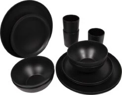 Bo-Camp Industrial - Servies - Orville - Campingbord - 16-delig - Mat Zwart -Buiten Kamperen 1200x938