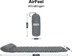 AirFeel Opblaasbaar Slaapmatje - Ingebouwde Pomp En Kussen - Lichtgewicht - 196 X 60 X 6cm - Gray -Buiten Kamperen 1200x939 4
