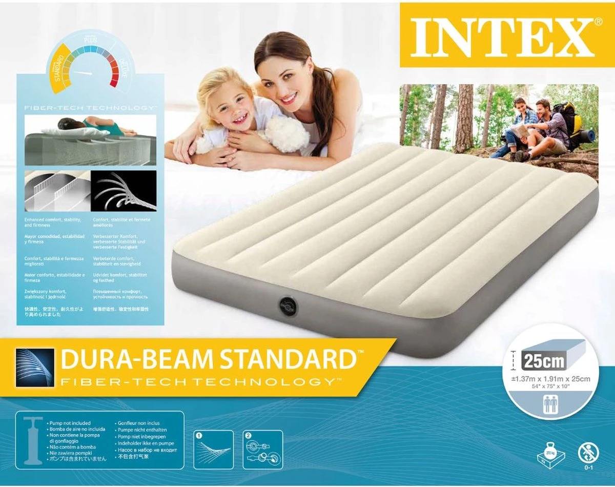 Intex Luchtbedset Intex Luchtbed - Twijfelaar - 137 X 191 X 25 Cm - Beige + Intex Elektrische Pomp - 650 Liter/min + Hoeslaken Zwart + Reparatieset 8 Intex Luchtbedset Intex Luchtbed - Twijfelaar - 137 X 191 X 25 Cm - Beige + Intex Elektrische Pomp - 650 Liter/min + Hoeslaken Zwart + Reparatieset - Afbeelding 6