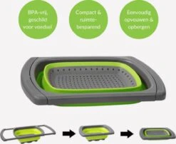 Buxibo - 3-Delige Keuken Vergiet Set Inklapbaar Groen/Grijs -Buiten Kamperen 1200x979 1