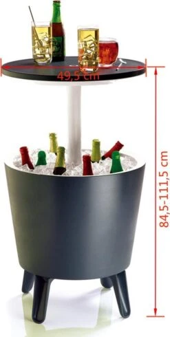 Keter Coolbar Partytafel – 49,5x49,5x57cm - Antraciet -Buiten Kamperen 605x1200