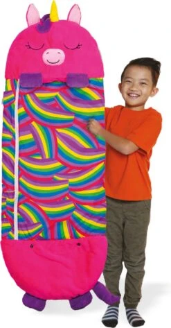 Mediashop Happy Nappers Kinderslaapzak - 2-in-1 Zachte Knuffel En Zomerslaapzak - Roze Eenhoorn Motief Voor Kinderen Van 3 Tot 6 Jaar -Buiten Kamperen 627x1200