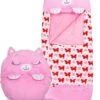 Roze Kat Kinderen Slaapzak -180 Cms |slaapzak Junior | Nappers | Children Sleeping Bag | Kinderen Slaapzak | Super Soft 2 In 1 Fun Pillow &Sleepy For Boys | Roze Kat Slaapzak | Zachte Slaapzak | Knuffel Slaapzak | 2 In 1 Slaapzak | Kinderen -Buiten Kamperen 871x1200