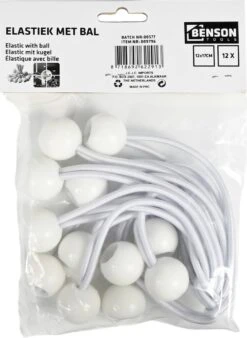 Elastiek Met Bal Wit - 12 Delig - Spanelastiek - 17cm - Benson -Buiten Kamperen 878x1200