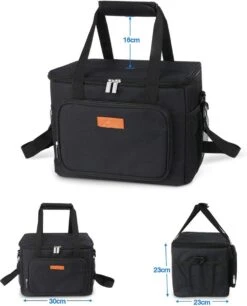 Lunchtas - Koeltas Voor Dames En Heren - Cool Bag - 4 Laags Geïsoleerde Koeltas - Kleine Cooler - Lunch Box - Lunchtas 15 Liter- Zwart -Buiten Kamperen 969x1200