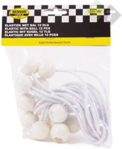 Elastiek Met Bal Wit - 12 Delig - Spanelastiek - 17cm - Benson -Buiten Kamperen 987x1200